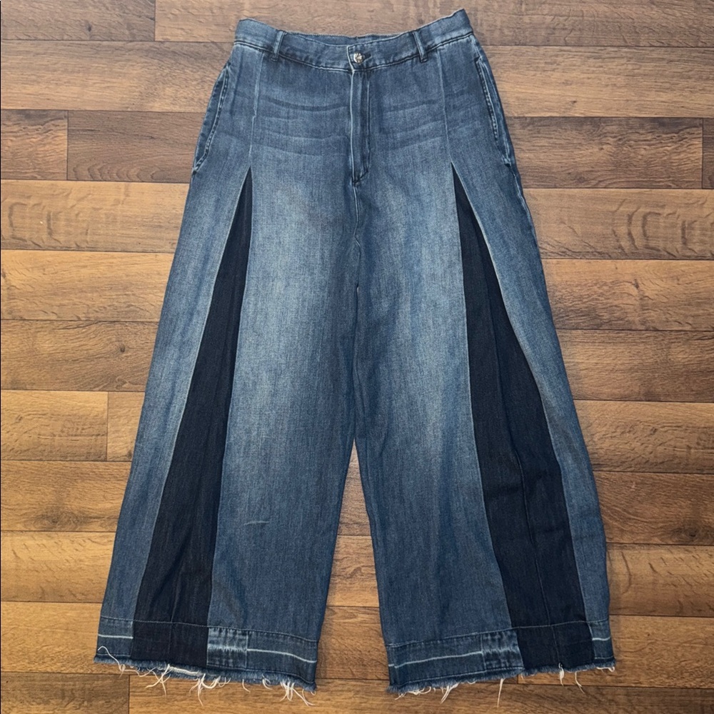 Diesel Two-Tone Flare Wide Leg Jeans